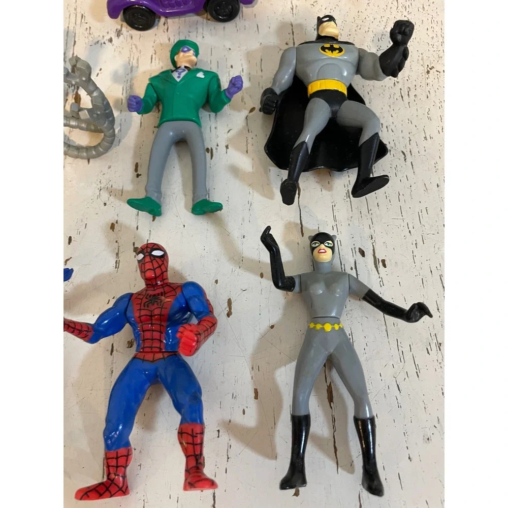 Vintage DC Marvel Action Figure Lot Batman Spider-Man Batgirl‎ Riddler 90s Toys